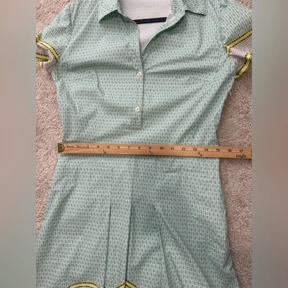Tory Burch Emmy green pleated cotton stretch shirt dress Sz 4